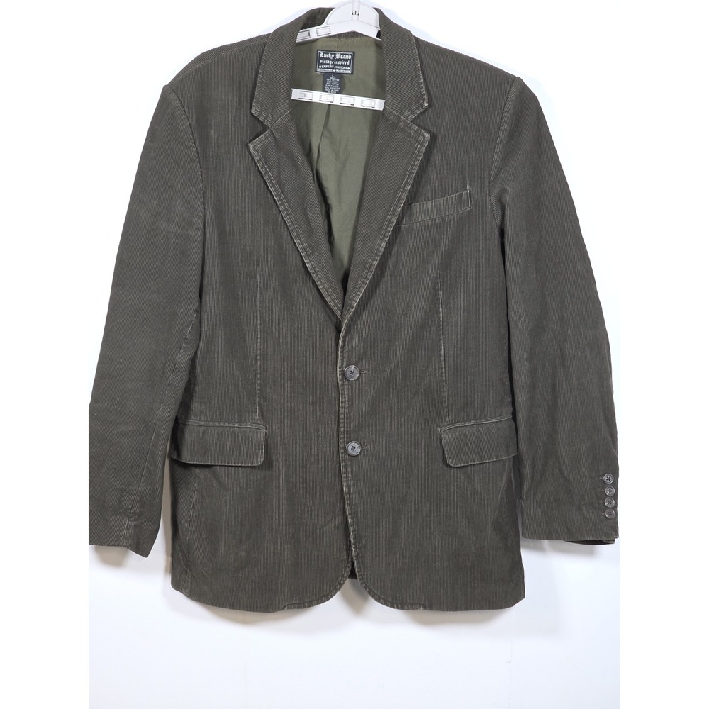 Lucky Brand Mens Large Corduroy Jacket Brown Blazer Coat Casual Outerwear Warm